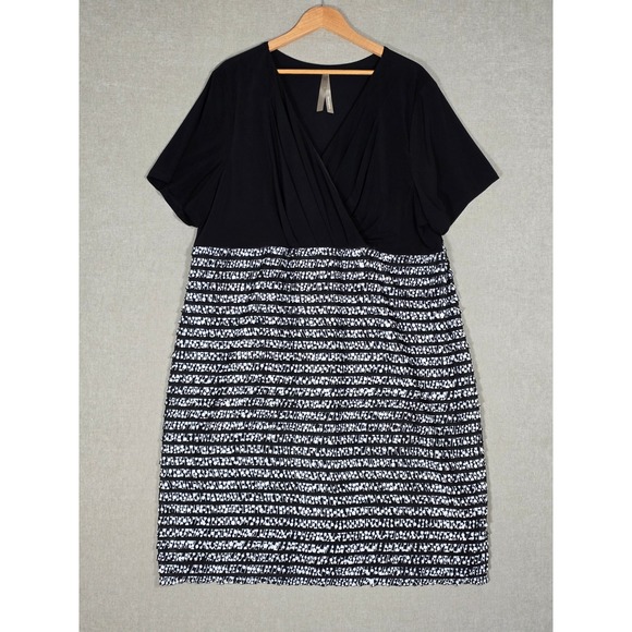 Penningtons Dresses & Skirts - Penningtons Women's Plus Size Tiered Ruffle Mixed Media Dress Black White 4X